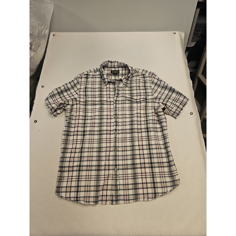 Eddie Bauer XL Classic Fit Short Sleeve Oxford Button Down checked Shirt